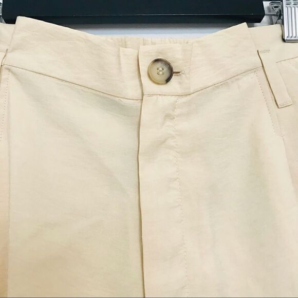 New! Zara Bohemian Pleated Extra High Waisted Bermuda Ivory Shorts - Picture 7 of 10